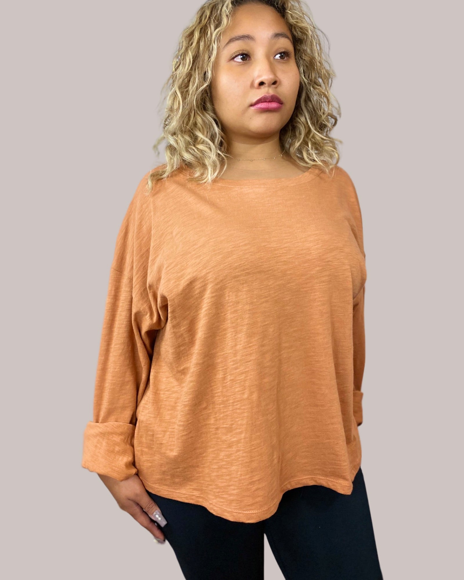 COTTON SLUB OVERSIZED LONG SLEEVE