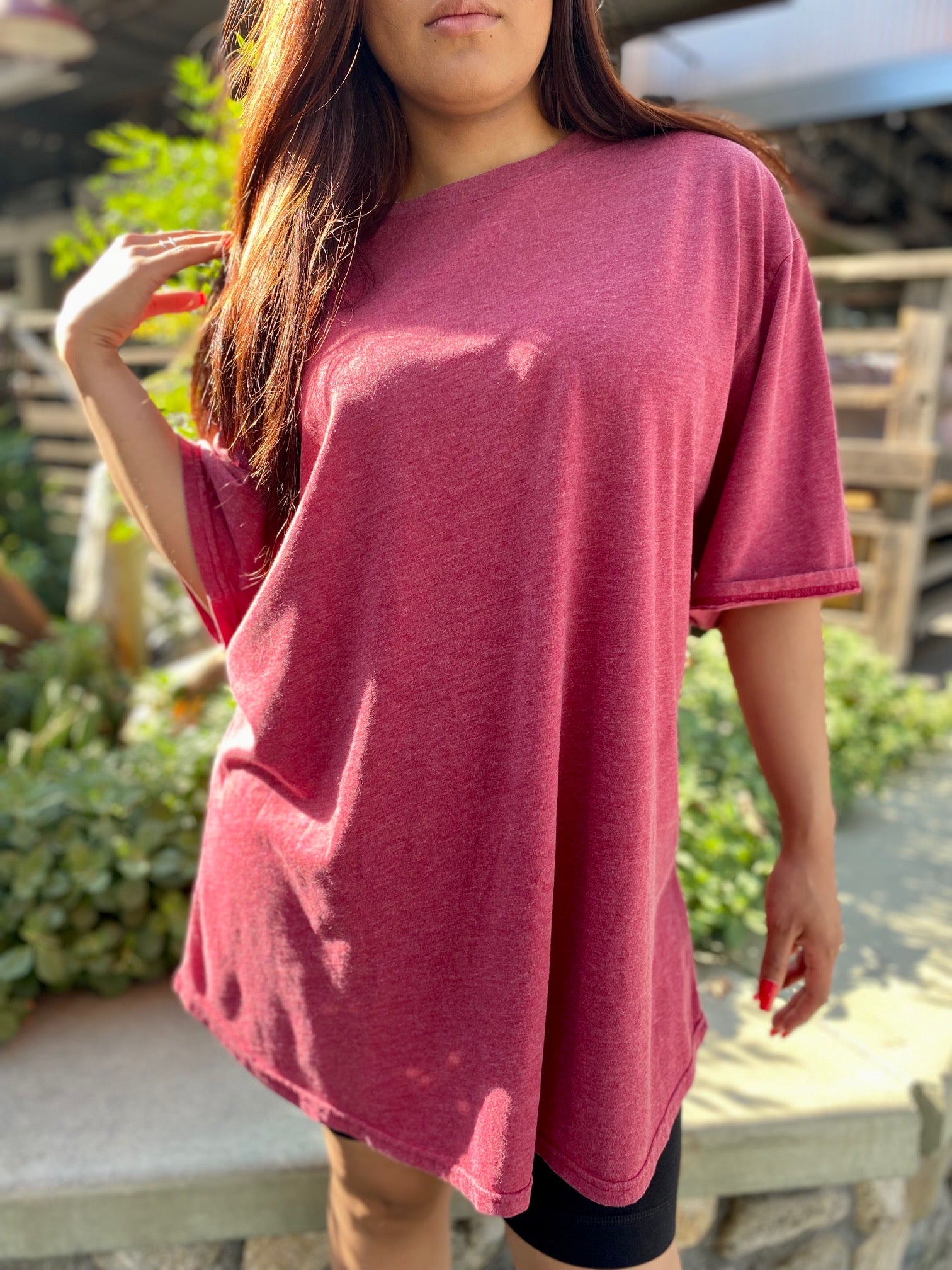 RECYCLED OVERSIZED TEE IN MAROON